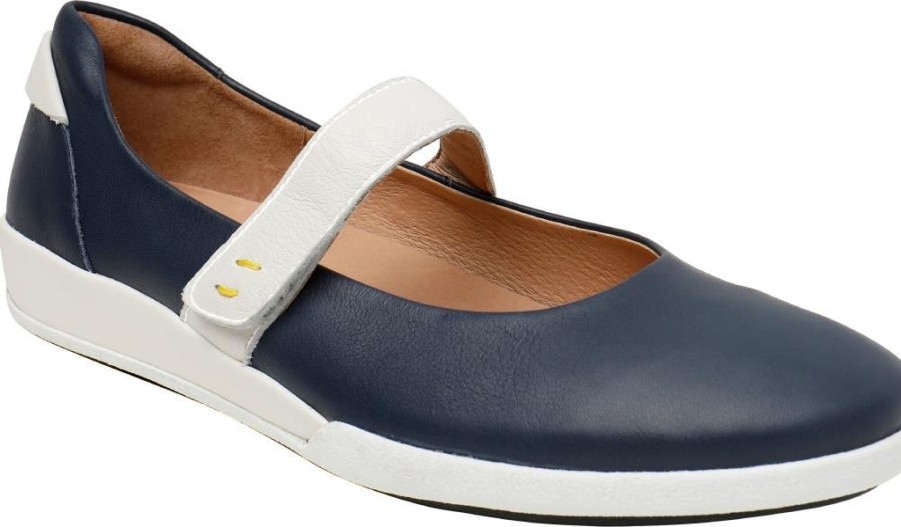 Benvado Ballerina | Rosita Blu Navy/Off White, Vitello Matt