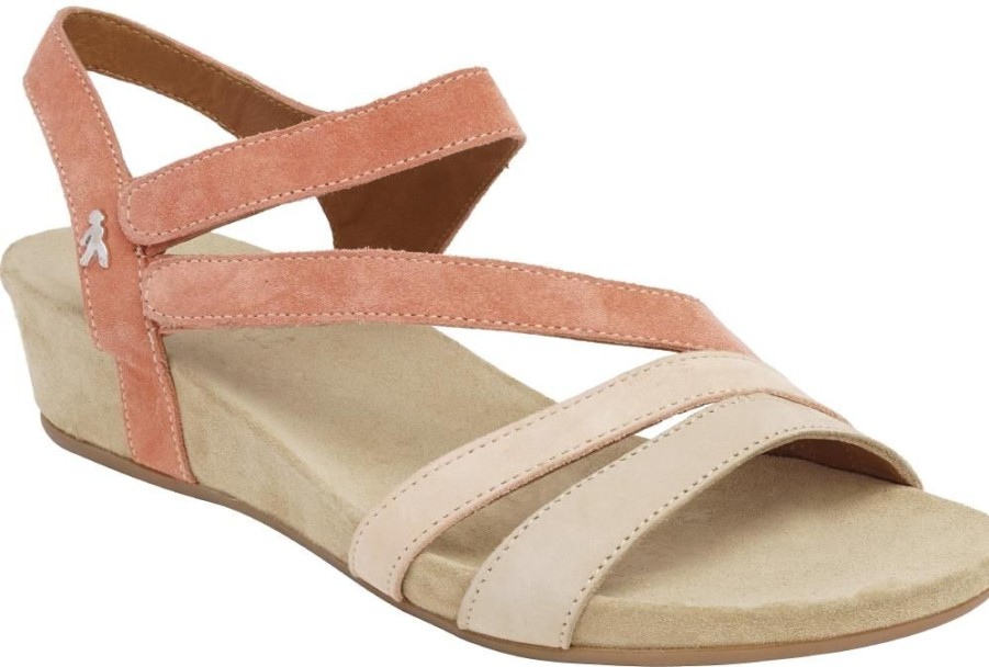 Benvado Sandalo Zeppa Bassa | Hanna Beige/Cipria/Corallo, Nubuck/Velour