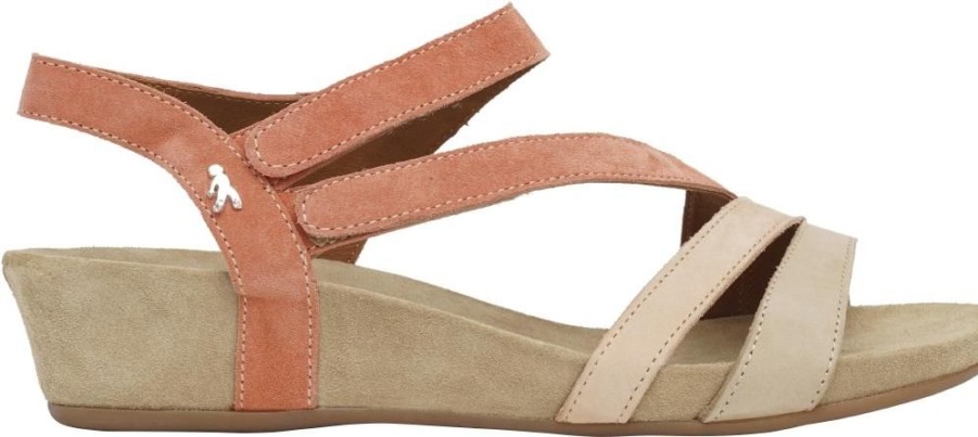 Benvado Sandalo Zeppa Bassa | Hanna Beige/Cipria/Corallo, Nubuck/Velour